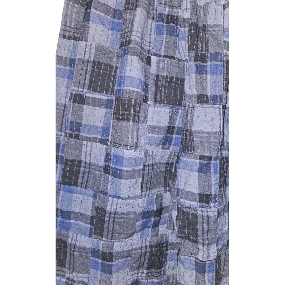 Urban Outfitters Blue Plaid‎ Boho Cropped Baggy Pants Textured Women's Size M - Picture 4 of 5